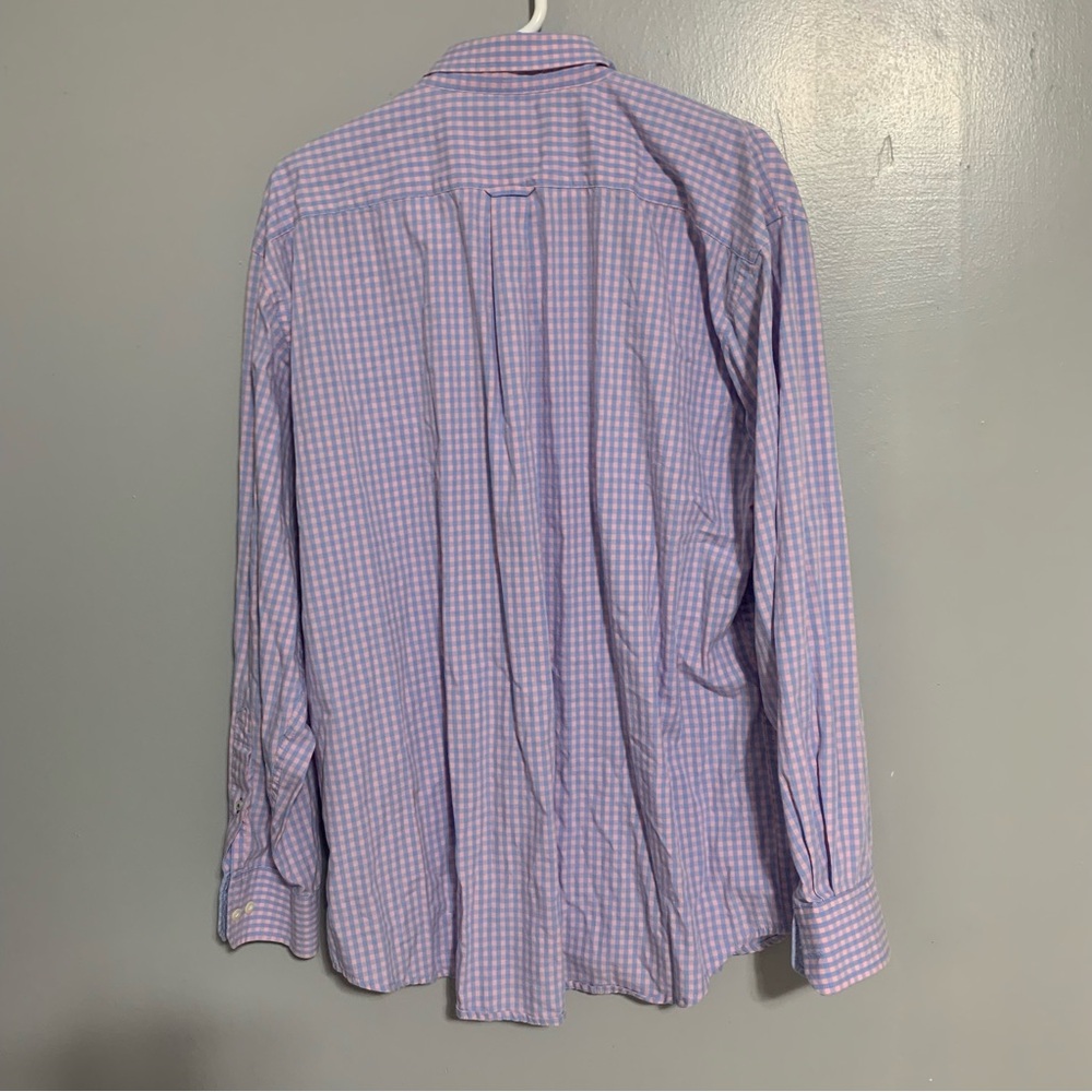 IZOD Dress Shirt Mens XL Pink Blue Plaid Cotton Long Sleeve Collared Button Down - Picture 2 of 7